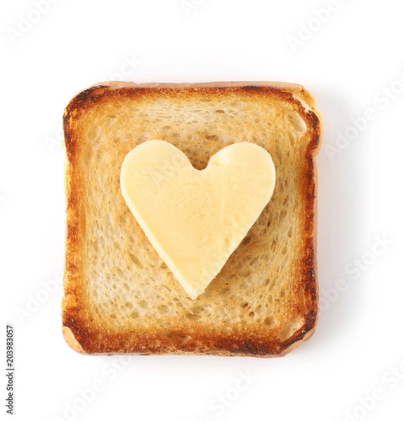 Obraz toasted bread with butter on white background