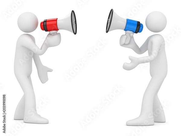 Obraz Two White Man Shouting Through Megaphone