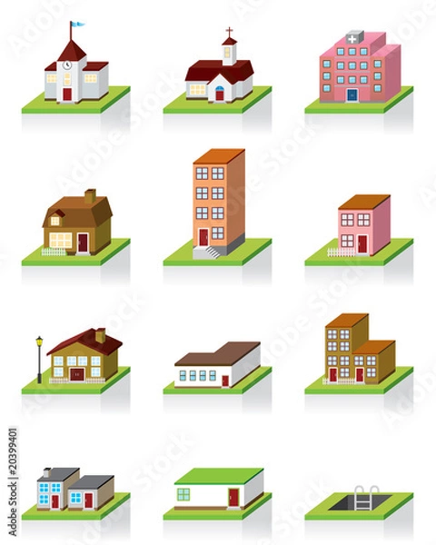 Fototapeta Vector Building Icon -- 3D Illustration