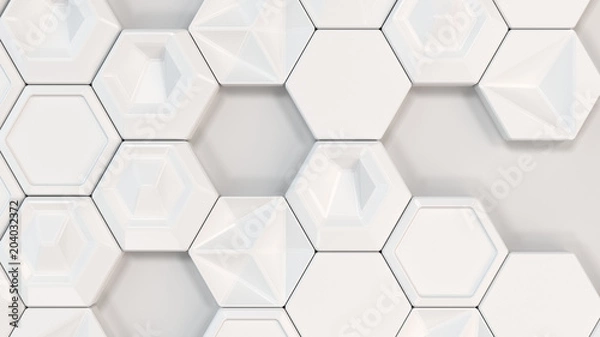 Obraz Abstract 3d background made of white hexagons