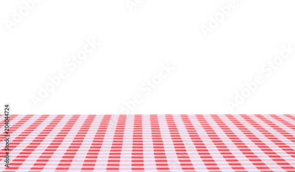 Obraz Red classic checkered tablecloth on white background with copy space