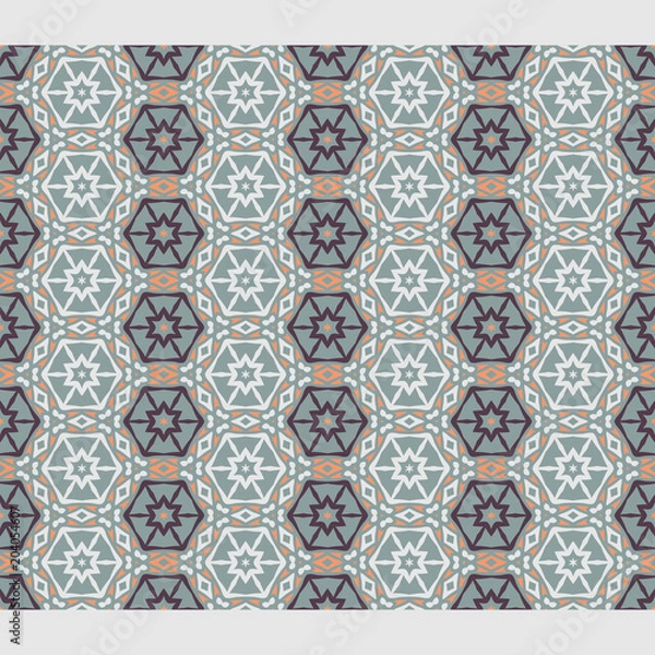 Fototapeta modern bright color abstract  geometric pattern, vector seamless from abstract forms in blue. beige and orange, endless texture for printing onto fabric, web page background, paper, invitation
