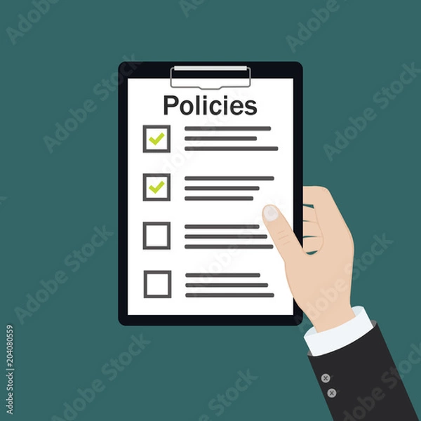 Fototapeta policies board company policy check list