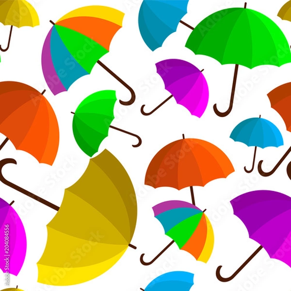 Obraz Seamless vector pattern with colorful umbrellas