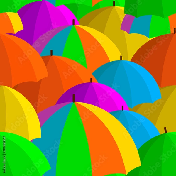 Obraz Seamless vector pattern with colorful umbrellas