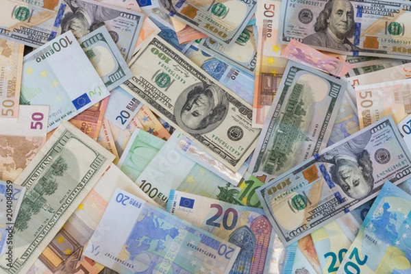 Obraz dollar and euro banknotes