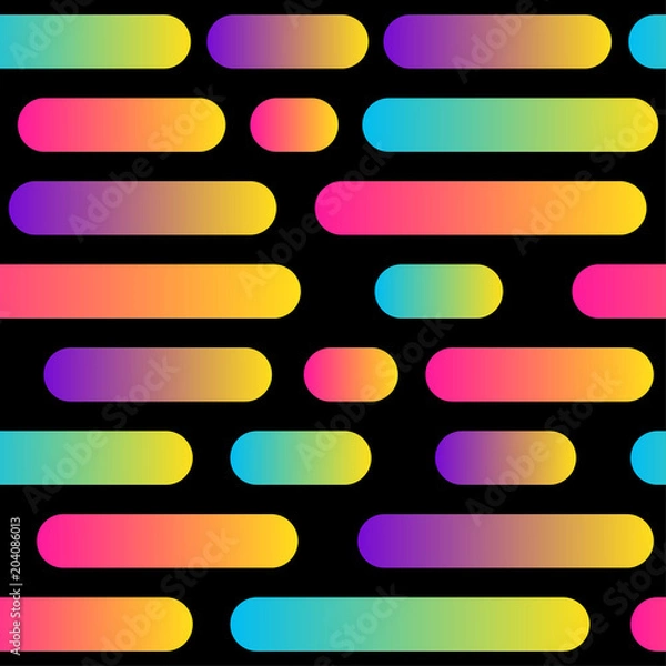 Fototapeta Abstract black and rainbow seamless pattern background. Modern futuristic paint for design card, party invitation, wallpaper, holiday wrapping paper, fabric, bag print, t shirt,  workshop advertising.