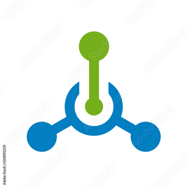 Fototapeta Tech or technology logo, hub connection icon, vector illustration