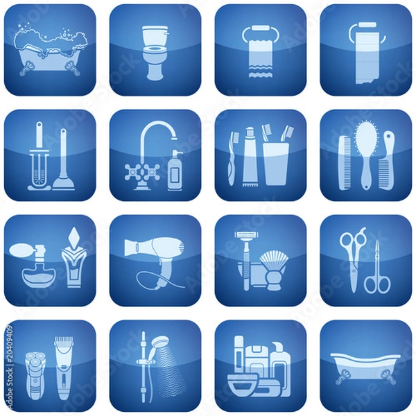 Obraz Cobalt Square 2D Icons Set: Bath