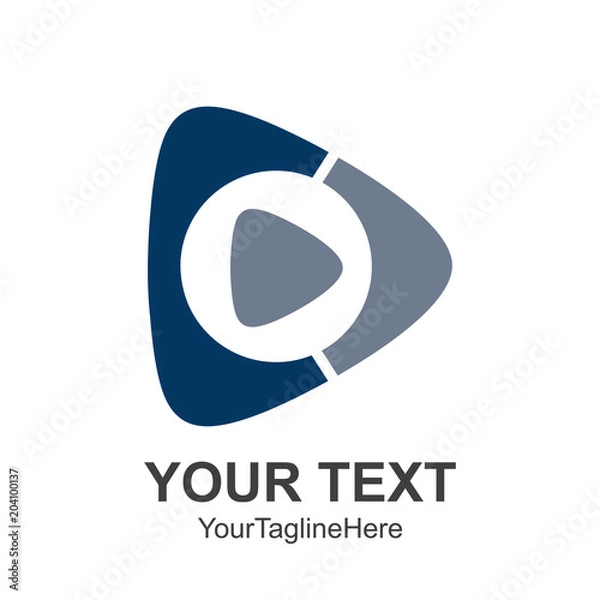 Obraz Creative abstract media play button vector logo design template element. Colored silver blue concept icon