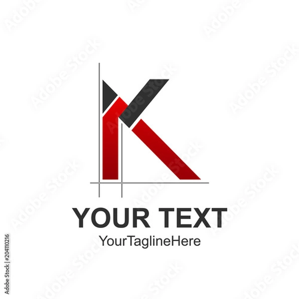 Fototapeta Initial letter K logo design template element colored red black architectural style for business and company identity
