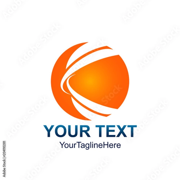 Fototapeta Creative abstract circle swoosh vector logo design template element. Colored orange concept icon