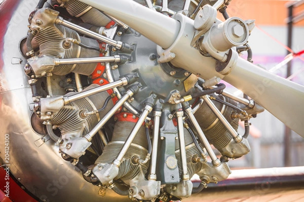 Fototapeta Rotor plane engine close up with propeller