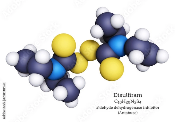 Fototapeta Ball-and-Stick Molecular Model of Disulfiram