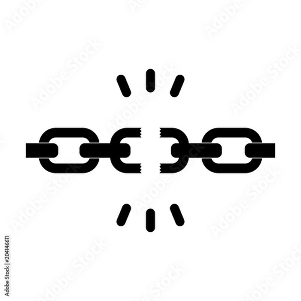 Fototapeta torn chain. The concept of failure. Vector flat illustration.