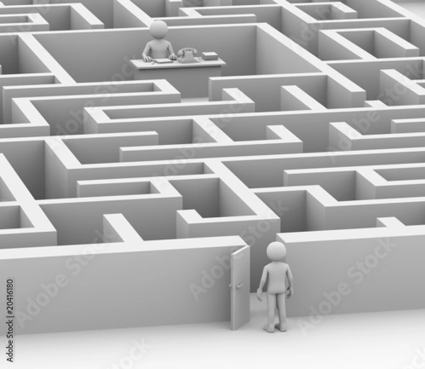 Fototapeta Bureaucracy's defend himself. (3/4 view)