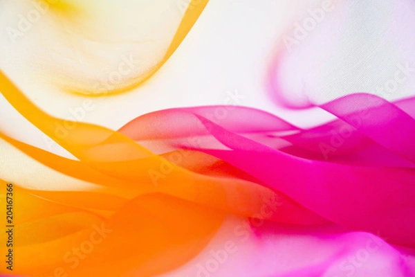 Fototapeta Texture chiffon fabric pink and yellow  color for backgrounds  