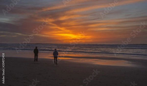 Obraz Beautiful red sunset at San Gregorio beach