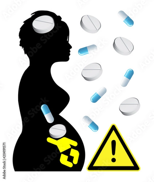 Obraz Prenatal Exposure to Drugs. Negative effects of drugs taken during pregnancy on the overall development of the unborn