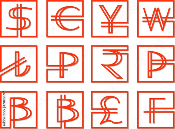 Obraz Set of currency symbols icons