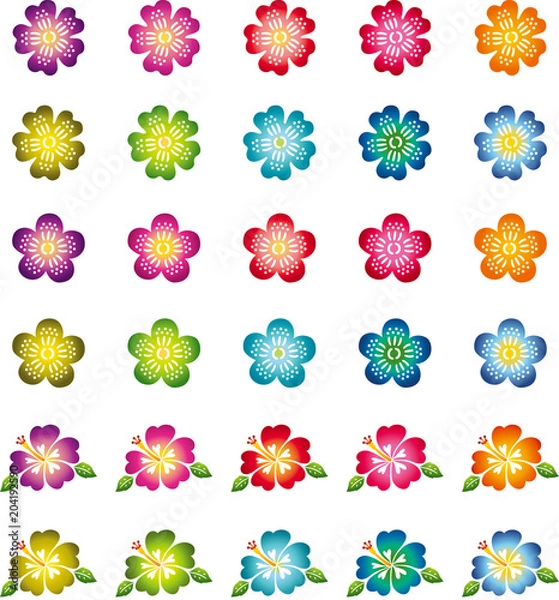 Fototapeta 紅型　花　アイコン