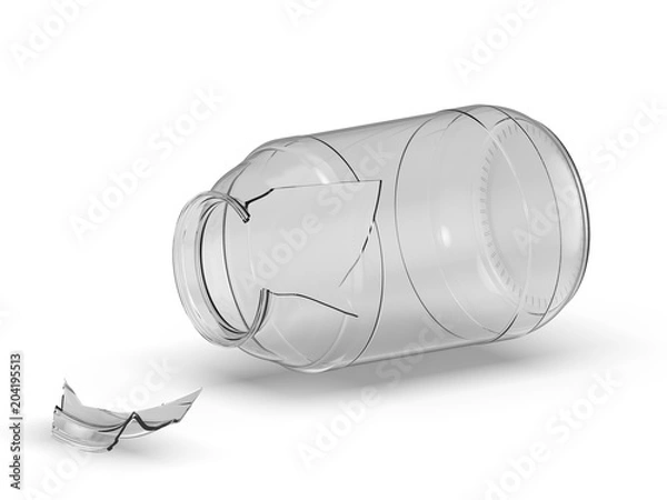 Obraz Broken jar, 3d rendering.