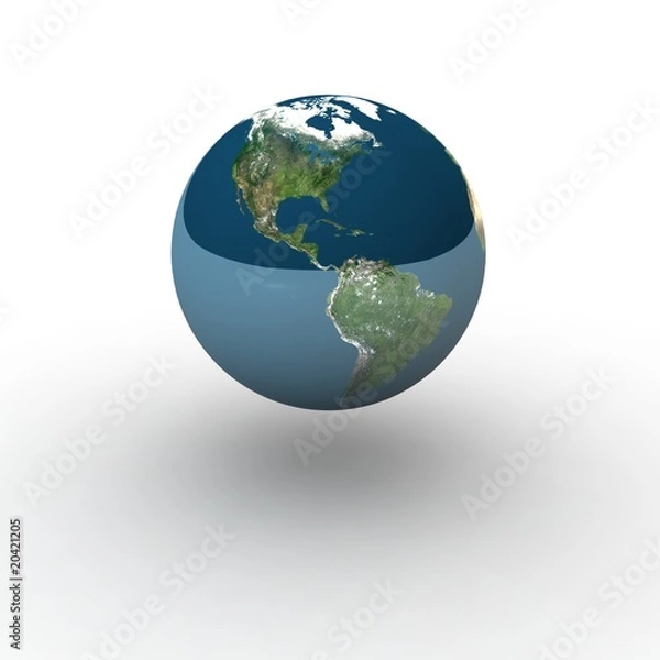 Fototapeta Globe on white background with shadow and reflection