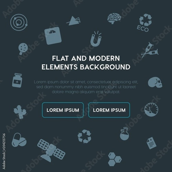 Fototapeta health, science, nature fill vector icons and elements background concept on dark background.Multipurpose use on websites, presentations, brochures and more