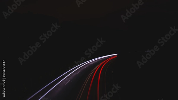 Obraz Car Head and Rearlights - Longtime exposure