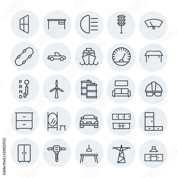 Obraz Modern Simple Set of transports, industry, furniture Vector outline Icons. Contains such Icons as  light,  wiper,  interior,  board,  glass and more on white background. Fully Editable. Pixel Perfect
