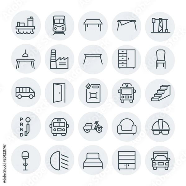 Obraz Modern Simple Set of transports, industry, furniture Vector outline Icons. Contains such Icons as helmet,  open,  urban,  industry,  front and more on white background. Fully Editable. Pixel Perfect