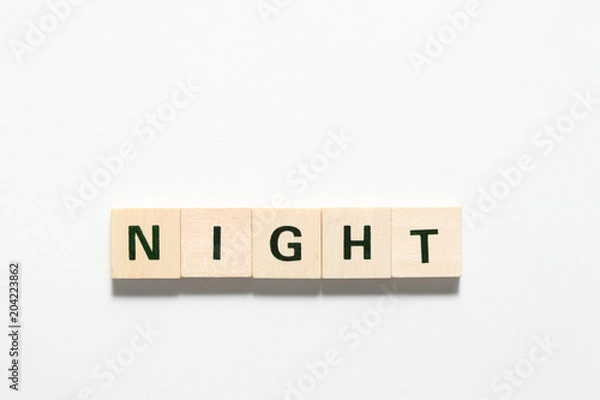 Fototapeta word inight  made of wooden block isolated on white background