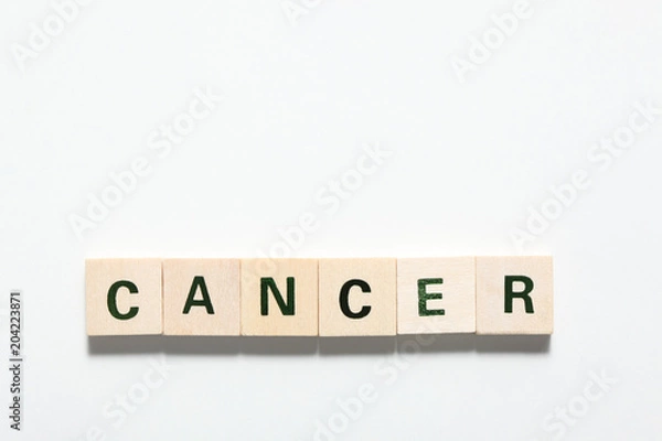 Obraz word cancer made of wooden block isolated on white background