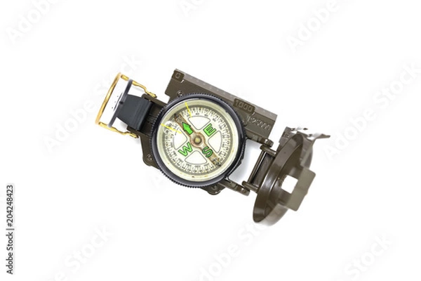 Fototapeta Army compass on white background