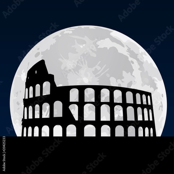 Obraz coliseum silhouette at night vector