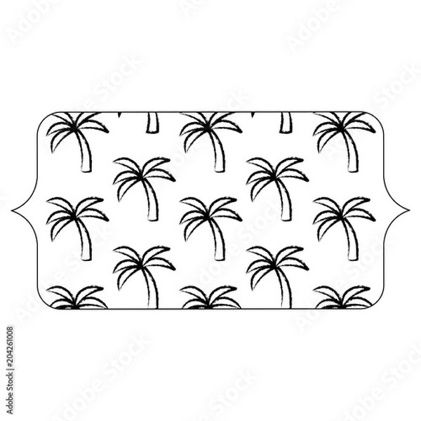 Fototapeta banner with tropical palms pattern over white background, vector illustration
