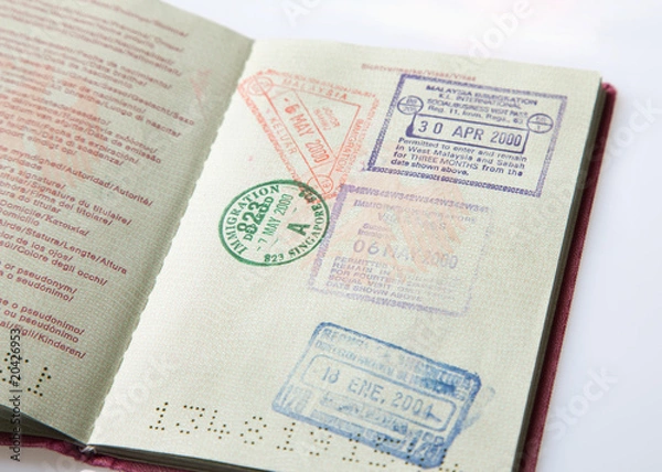 Obraz Reisepass mit Stempeln