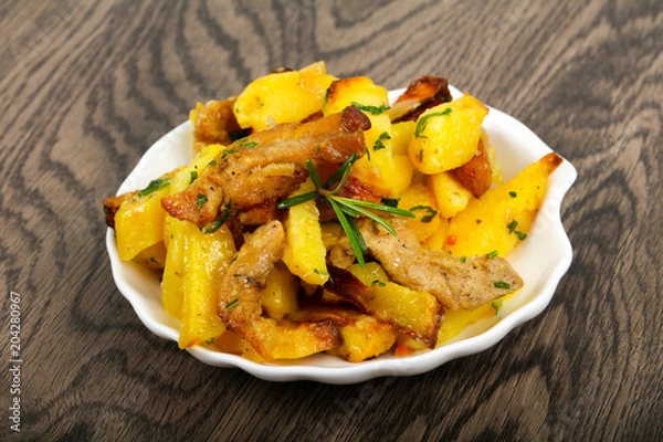 Obraz Fried potato with pork