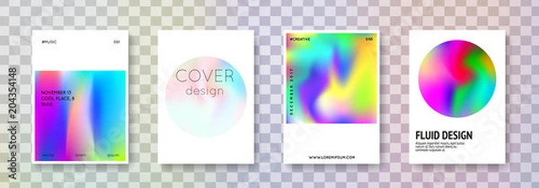 Fototapeta Holographic flyer set. Abstract backgrounds. Retro holographic flyer with gradient mesh. 90s, 80s retro style. Pearlescent graphic template for placard, presentation, banner, brochure.