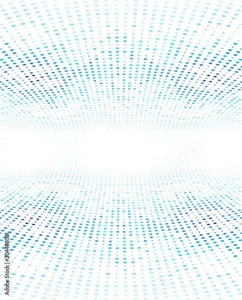 Obraz Blue dotted lines, abstract halftone and perspective background.