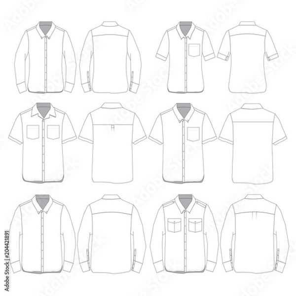 Fototapeta Vector template for Button-down shirts