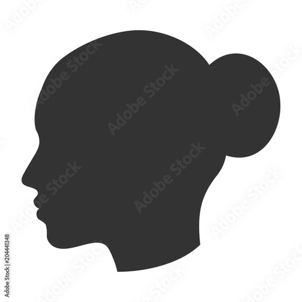 Fototapeta Silhouette of female head, woman face in profile, side view