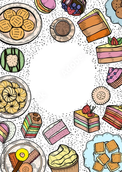 Obraz Sweets and bakery set.