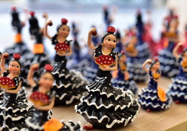 Obraz Souvenir Flamenco Dancing figurines on display at a tourist souvenir shop Ronda, Spain