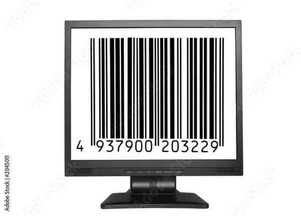 Obraz lcd screen with a bar code of a non-existent product