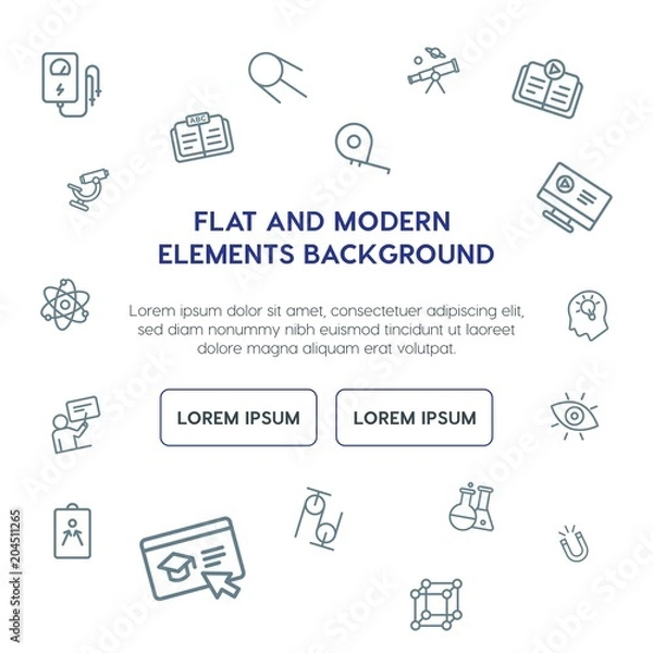 Fototapeta science, education outline vector icons and elements background concept on white background.Multipurpose use on websites, presentations, brochures and more
