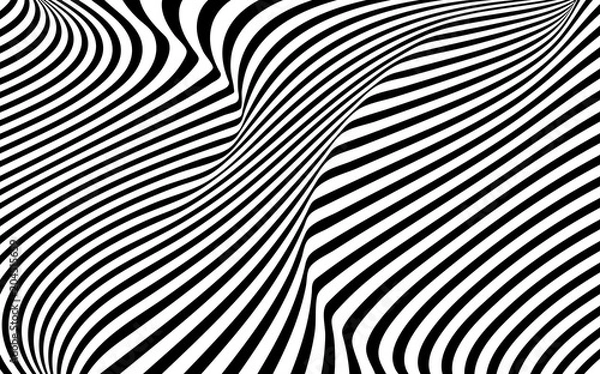 Obraz optical art wave abstract background black and white
