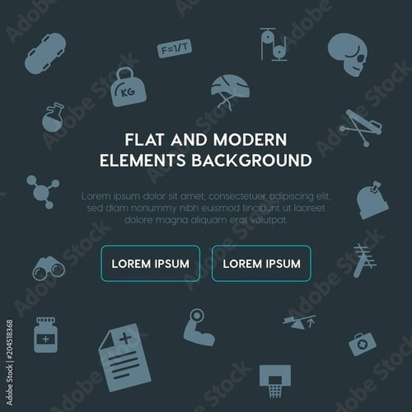 Fototapeta health, science, sports fill vector icons and elements background concept on dark background.Multipurpose use on websites, presentations, brochures and more