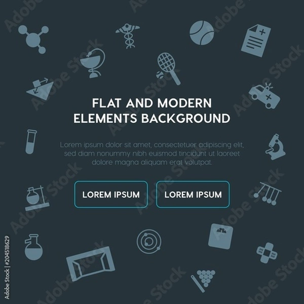 Fototapeta health, science, sports fill vector icons and elements background concept on dark background.Multipurpose use on websites, presentations, brochures and more