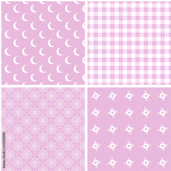 Fototapeta Different vector seamless patterns.